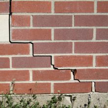 Stair Step Crack in wall at Bollards Court requiring repair to reinstate the structural integrity of the wall