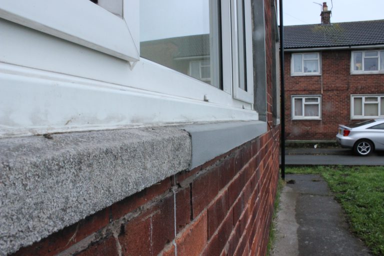 Concrete condition surveys carried out here before concrete repair has taken place - Francis Avenue Wrexham