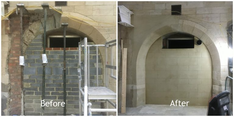 Before and after reprofiling works to Grade II listed building in Middlesbrough